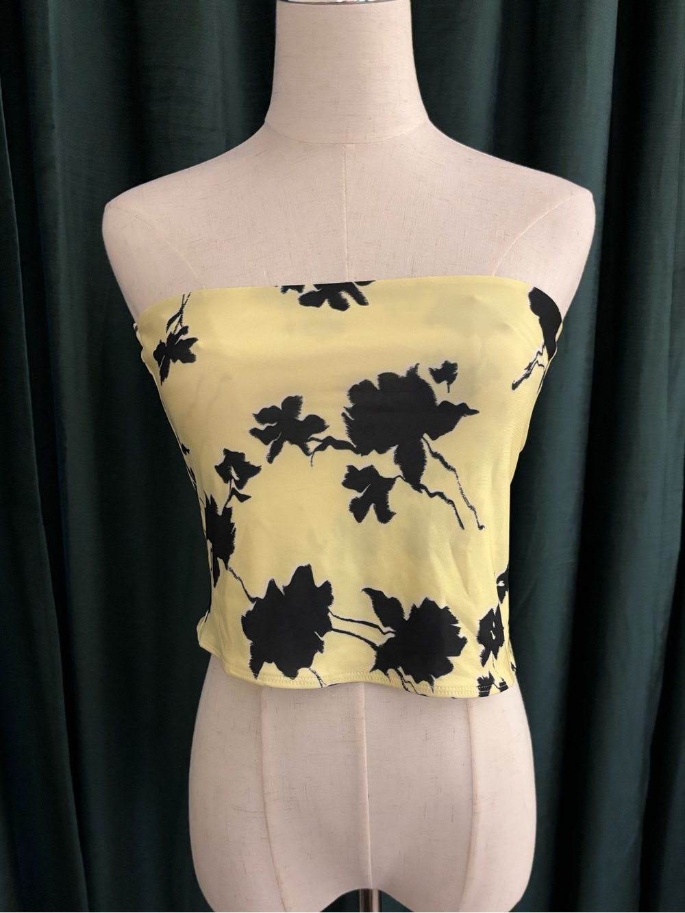 Yellow Floral Strapless Crop Top - Chic Summer Tube
